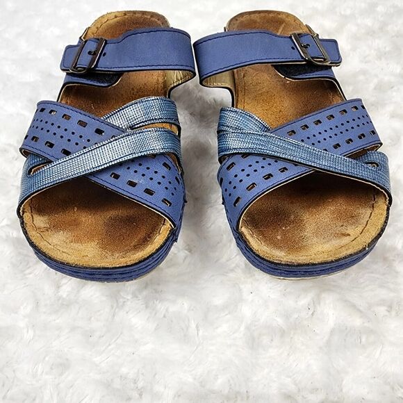 Flexus by Spring Step Denia Slide Sandals Blue Size 6 - Picture 4 of 11